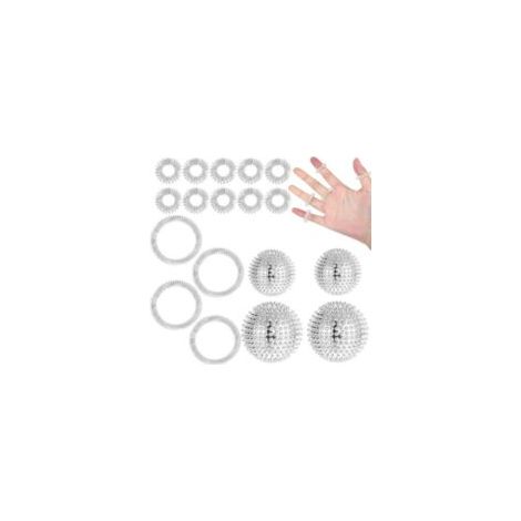 Juego de 4 bolas de erizo (de 32 mm y 47 mm de diámetro), además de 10 anillos de acupresión y 4 pulseras de presión inalámbricas las bolas de masaje se pueden usar para masajear el cuerpo. - Crezuo (1/5)