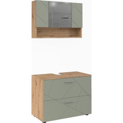 Conjunto de muebles de baño Irma, Verde salvia, 2 partes, Vicco (1/5)