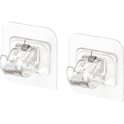 Soporte para barra de cortina, ganchos autoadhesivos, 4 piezas transparentes para cocina y baño. (1/4)