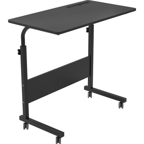 Table Roulante de Lit Canapé pour Ordinateur Portable Hauteur Réglable, 80 40cm Petite Table d'appoint Bout de canapé Mobile avec roulettes et Rainure de Tablette, Noir 053-80BK-BH (1/5)