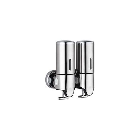 (25x18.5x9cm)DIY 500ML x 2 Distributeur de Savon Mural, Distributeur de Savon à Mains à Double Tête Distributeur Liquide Gel Douche Shampoo pour Cuisine Salle de Bains Hotel (1/4)