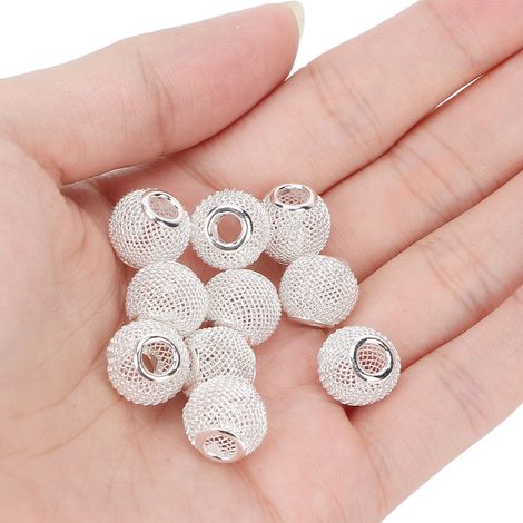 10 perles en métal argenté pour tresses, dreadlocks et extensions de cheveux (1/5)
