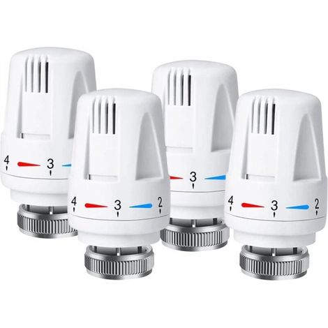 Tête thermostatique, thermostat M30 X 1,5 Tête thermostatique Système de chauffage Contrôle de la température pour le bureau à domicile, etc, 4 pièces