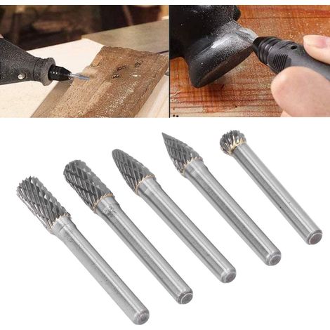 Ensemble de 5 têtes de meulage 68 mm, têtes de meulage en carbure de tungstène à double texture, limes rotatives (1/5)