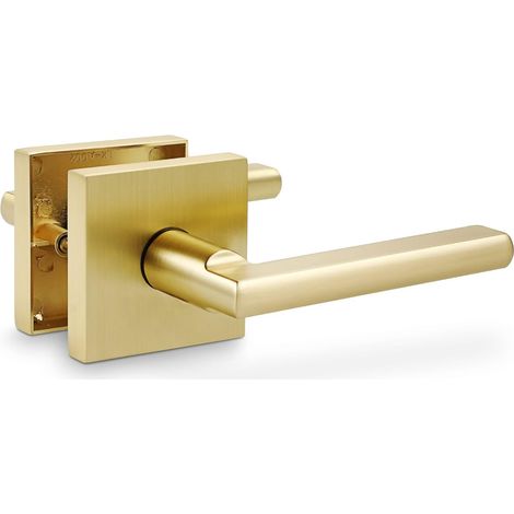Levier de porte de passage en laiton teinté doré, poignées de porte intérieure sans clé, poignée de porte extérieure/intérieure, sans serrure (1/5)