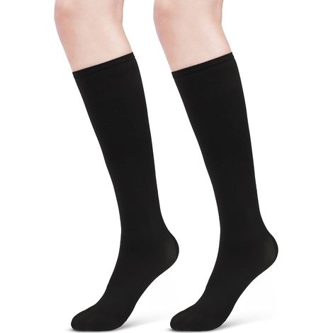 Calcetines de compresión, medias de compresión de 15-20 mmHg para mujeres y hombres, calcetines de compresión para atletismo, entrenamiento, ciclismo, correr, viajes en avión (negro) (1/5)