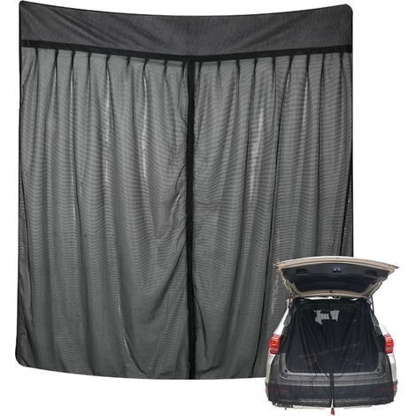 165x165cm Couverture de Porte d'Aile Grande Taille,Moustiquaire pour Porte Arrière de Camionnette ,Moustiquaire Magnétique en Maille Noire,pour Voiture,Camping,Van,Camping Car (1/5)