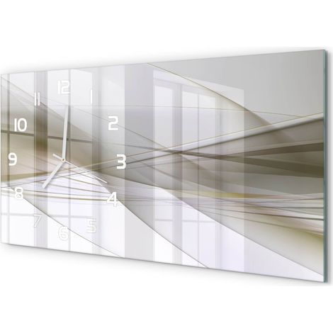Grande Horloge Murale 60x30 cm Design Panoramique Verre Silencieux pour Salon Abstraction (1/5)