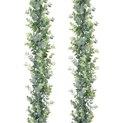 Guirlande artificielle d’eucalyptus vert UV-résistant – Lot de 2, idéale pour décoration mariage, arche ou mur intérieur/extérieur