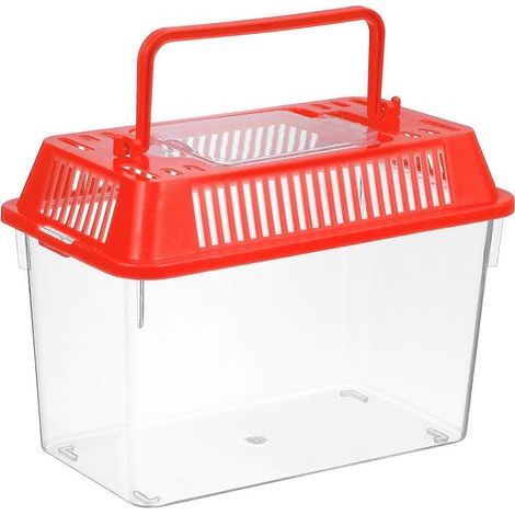Mini aquarium portable en plastique pour tortues et poissons de compagnie (rouge - couvercle aléatoire)-15.00X11.00X9.50CM-Red (1/3)