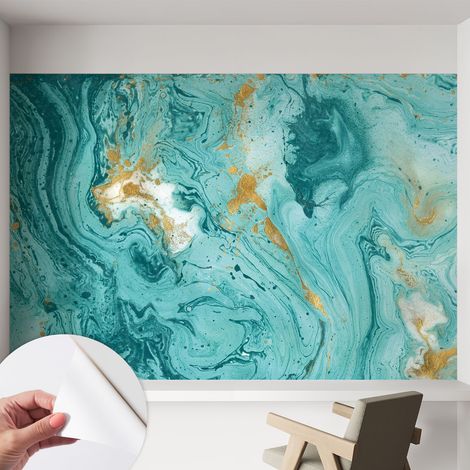 Papier peint adhésif autocollant pour salon chambre à coucher peint imprimé pour mur Vagues marines 152x104 cm (1/5)