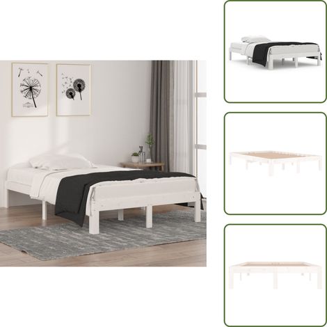 Cadre de lit sans matelas blanc 120x190 cm - Cadre De Lit - Lit En Bois - Lit Double - Meuble Chambre - Literie (1/5)