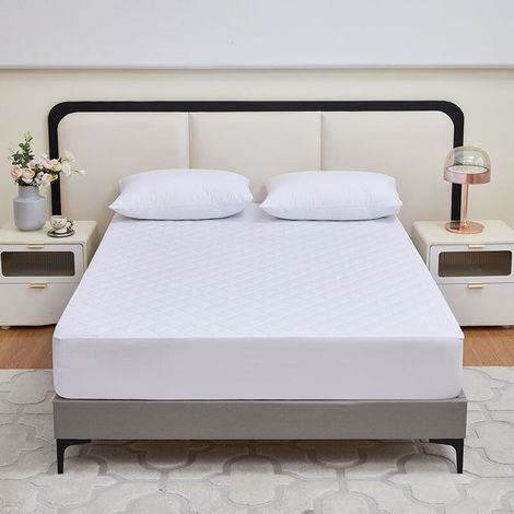 Protector de colchón impermeable 160x200x30cm, cubrecolchón transpirable, funda de colchón de microfibra, impermeable, lavable, blanco (1/4)