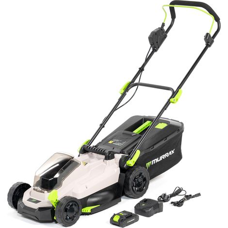 Tondeuse à Gazon sans Fil 20V Li-ION avec Moteur à Induction (2900/min) – Largeur de Coupe de 33 cm, Bac de Ramassage 32L - 5 Niveaux de Hauteur – Mulching, Arrière, Bac (1/5)