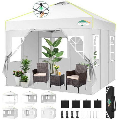 Faltpavillon 3x3m wasserdicht, winterfest, 4 Seitenwände, höhenverstellbar (1/5)