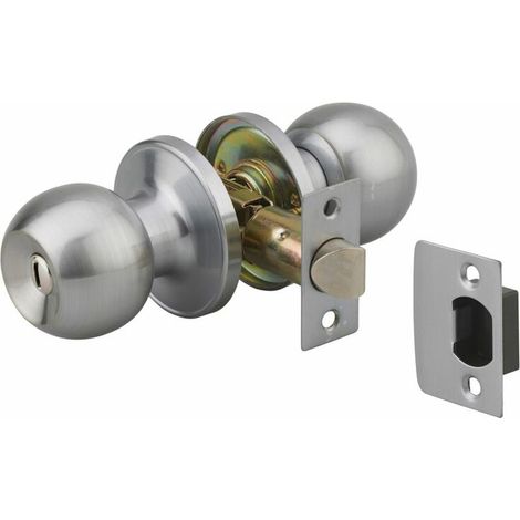 Serrure horizontale tubulaire à condamnation pour salle de bain – Axe réglable 60-70mm – Pommeaux en acier embouti – Verrouillage efficace (1/2)