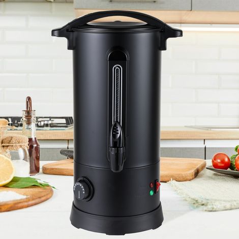Jiubiaz Calentador de vino caliente 1800 W, dispensador de bebidas calientes de 10 l con bandeja colectora, grifo de salida, termostato y protección contra sobrecalentamiento, ajuste de temperatura de (1/5)