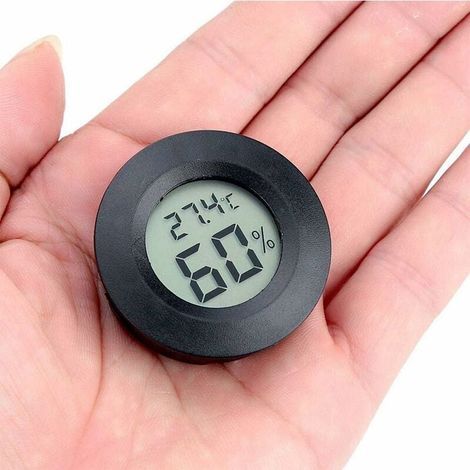 Mini 4.5cm Noir Thermomètre Hygrometre Digital,Écran LCD Digital Intérieur extérieure Portable thermometre Rond Piles Incluses,pour Chambre Bébé Maison Réfrigérateur Bureau Entrepôt Cave a vin (1/5)