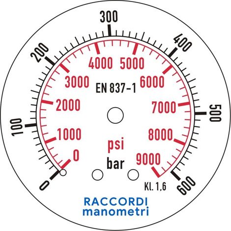 Rückseitiges Manometer 600 bar 63 Gewinde 1/4" (1/4)