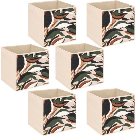 Five Simply Smart – Lot de 6 boîtes de rangement carrées en polyester – Dimensions 31x31x31 cm – Capacité 27 L – Pliantes et imprimées