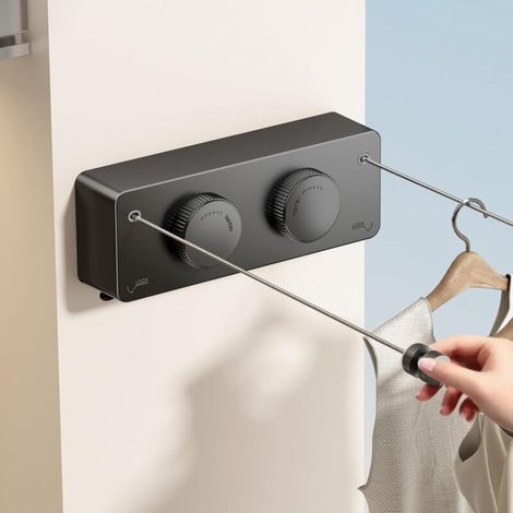 Support mural mural extérieur tactile Fil Double Linge, cordon extensible A Linge intérieur tactile Linge extérieur Linge extérieur Linge extérieur Salle à manger Murale intérieure 4,2 m (Noir) (1/5)