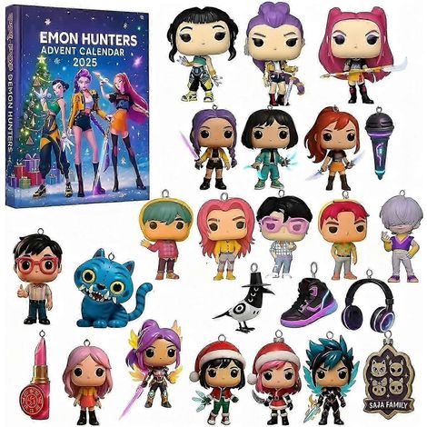 Calendrier de l'Avent Kpop Demon Hunters 2025 : Figurines 3D à collectionner Huntrix Saja, décorations pour sapin de Noël, cadeaux de Noël (1/5)