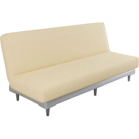 Housse extensible pour canapé 3 places sans accoudoirs, housse de canapé-lit pliante ajustable, housse de futon universelle et amovible pour salon, beige clair (1/5)