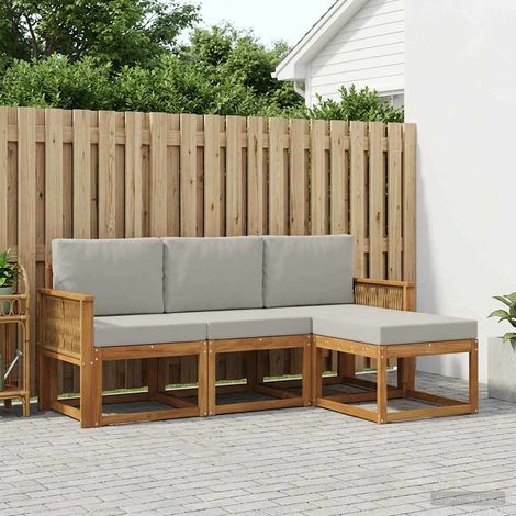 vidaXL Conjunto de sofás de exterior 4 uds. Natural y Gris Claro (1/5)