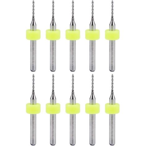 Bardusch Ensemble de 10 forets en carbure de tungstène de 1 mm pour le tournage de bijoux, la gravure CNC et le travail sur circuits imprimés. (1/5)