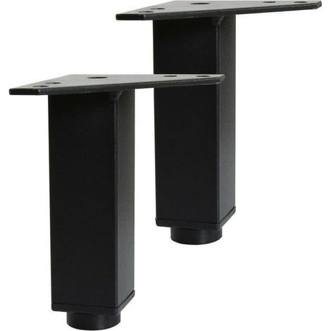 Pieds Réglables - Alliage D'aluminium - Hauteur Réglable 100 À 115 Mm - Pour Meuble De Salle De Bain - Noir Mat - Lot De 2 (1/5)