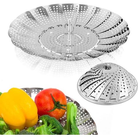 Panier vapeur pliable et modulable - Idéal pour légumes, raviolis et poissons - Gain de place - Compatible lave-vaisselle - Léger et pratique (1/5)