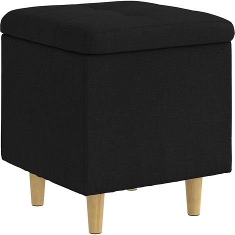 vidaXL  Storage Ottoman  with Cushion Black 40 x 40 x 45 cm Fabric