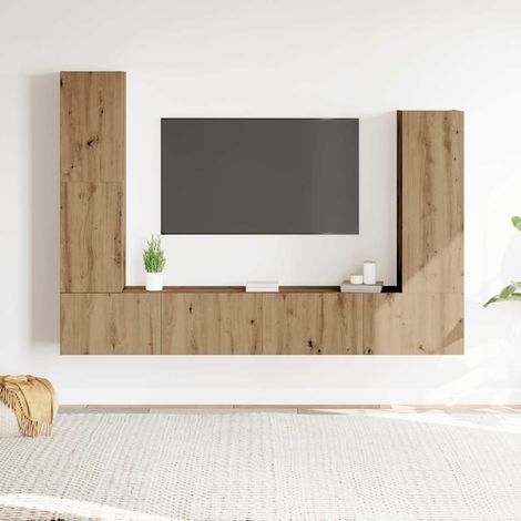 4-tlg. TV-Schrank-Set Wandmontage Artisan-Eiche Holzwerkstoff