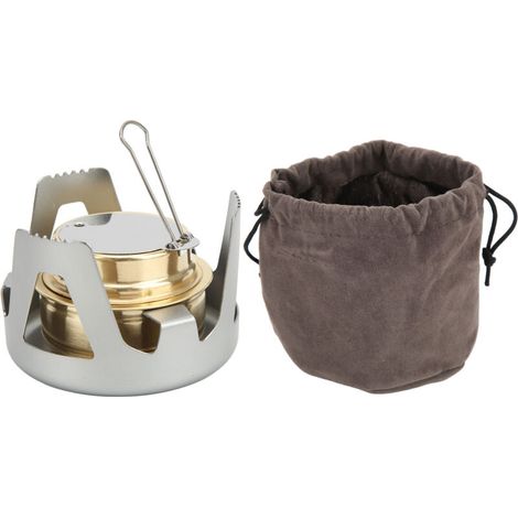 Bruleur à alcool portable pour camping, randonnée et pique-nique - Mini réchaud argenté (1/5)