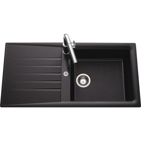 Évier de cuisine Noir SLAVE - L 1000 x l 500 x P 185 mm - sous-meuble 60 cm - Aquatop (1/3)