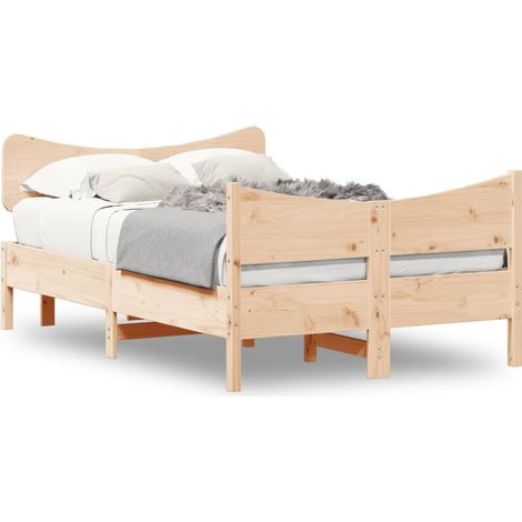 Cadre de lit avec tête de lit 120x190 bois de pin massif (1/5)