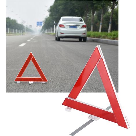 Triangle réflecteur pliable voiture, panneau signal danger panne, stop auto sécurité routière, dispositif d'urgence rétroréfléchissant. (1/5)