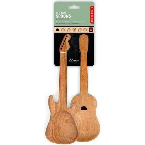 Cubiertos para ensalada - Guitarra - Madera - 2 piezas - Natural - No apto para lavavajillas (1/3)