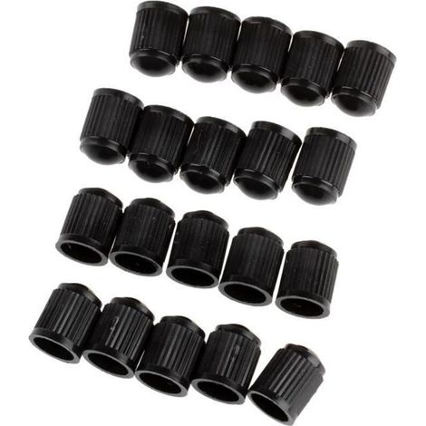 20pcs Bouchons de protection de valve en plastique Tubes de pneu pour velo moto voiture Van Noir (1/4)