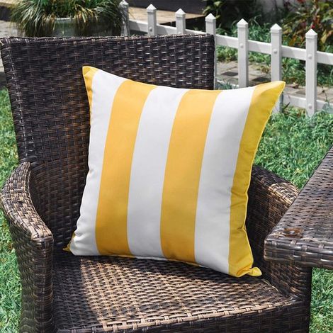 Wasserdichte, gestreifte Kissenbezüge – Gelb – 45 x 45 cm – 2er-Set (1/5)