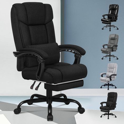 Ergonomischer Bürostuhl mit Fußstütze 150°-Neigung Schwarz Mesh Rückenlehne (1/5)