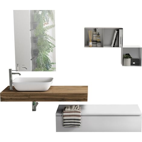 Ensemble salle de bain 4 pièces ASTRA chêne miel/blanc (1/5)