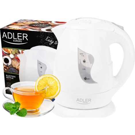 Adler AD 08 Wasserkocher, 1 l, flacher Boden, weiß (1/5)