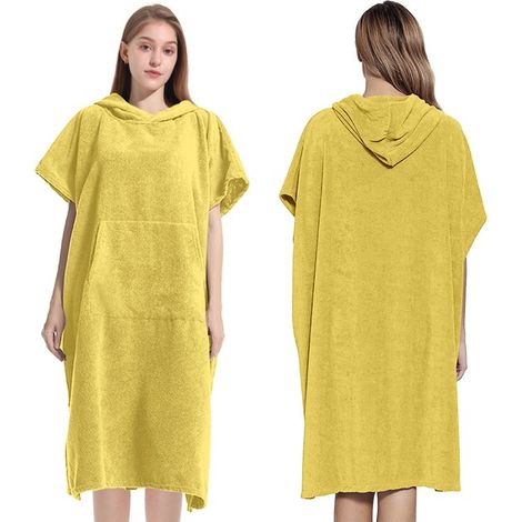 Poncho da surf con cappuccio per uomo e donna realizzato in microfibra assorbente e ad asciugatura rapida con tasche ideale per il surf, la spiaggia e il nuoto. (1/5)