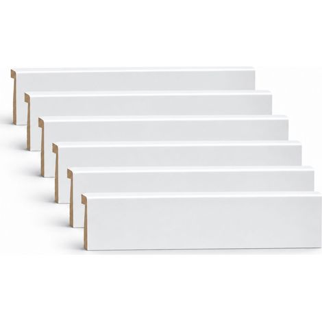Forestea – Lot de 6 plinthes médium mdf blanc satiné 2400 x 130 x 16 mm – Finition prête à l'emploi – Label PEFC 70%
