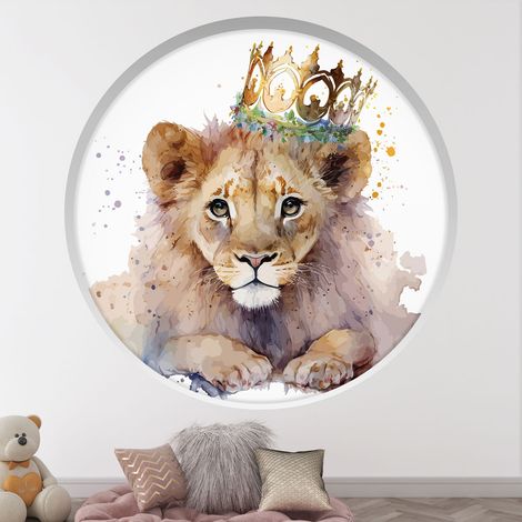 Stickers Trompe l'oeil Arche ronde Enfants - Roi lion - Diamètre 30 cm (1/4)