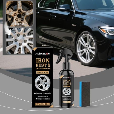 Das Felgen-Rostentferner-Spray reinigt Metallrostflecken effektiv und schonend, ohne die Oberfläche zu beschädigen, und stellt den Glanz wieder her – 120 ml 1 + 1 Schwamm 1 -- BIEMMEDUE (1/5)