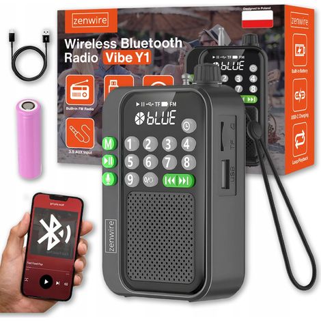 Mini radio FM de poche Bluetooth portable pour la cuisine, fonctionnant sur piles, Zenwire Y1