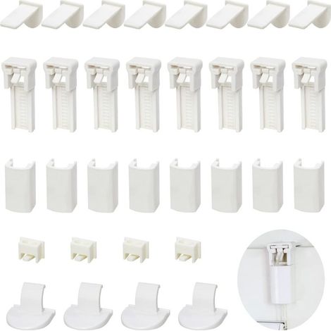 Accessoires pour rideaux plissés (32 pièces), supports de fixation et d'installation faciles pour rideaux plissés. (1/5)
