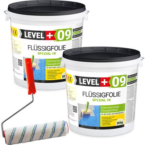 LEVEL+ Flüssigfolie Dichtfolie Flex L+09 - 40kg + Farbroller (1/5)